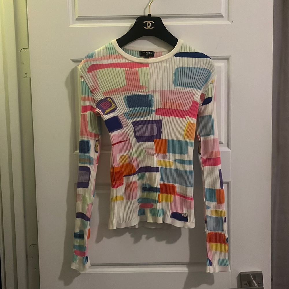 Chanel colorful patterned knit top